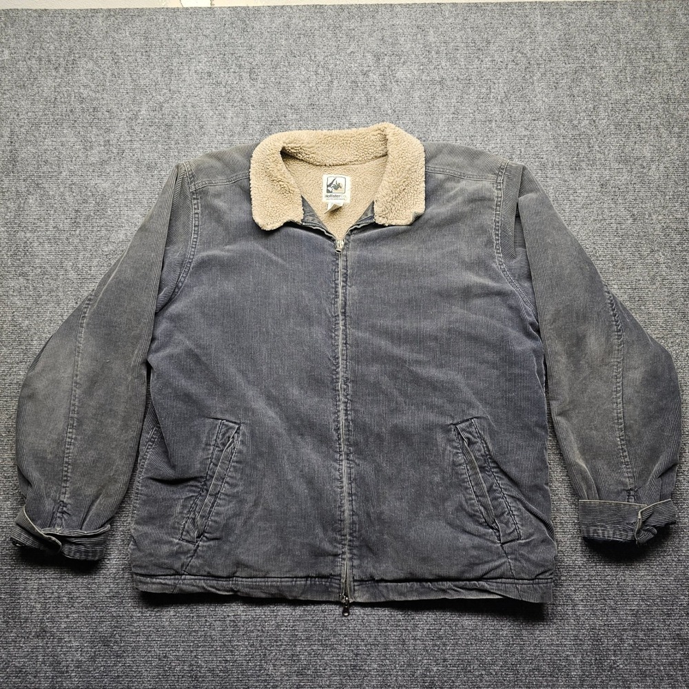 Hollister Co Mens Sherpa Lined Corduroy Jacket XL Blue Grey Full Zip Vintage